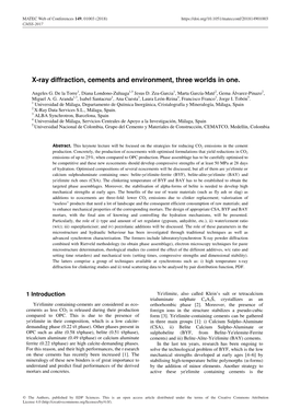 X-Ray Diffraction, Cements and Environment, Three Worlds in One