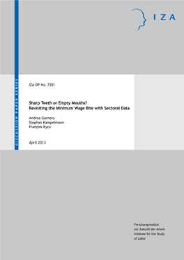 Revisiting the Minimum Wage Bite with Sectoral Data Teethsharp Mouths? Empty Or IZA DP No