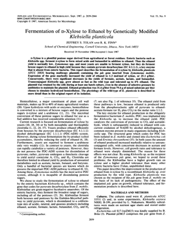 Klebsiella Planticola JEFFREY S