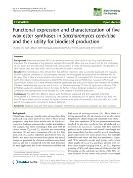 Functional Expression and Characterization of Five Wax Ester