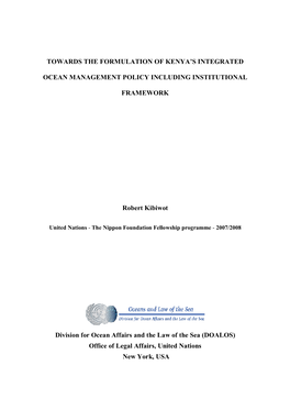 Towards the Formulation of Kenya's Integrated Ocean Management