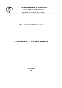 Universidade Do Estado Do Rio De Janeiro Centro De Educação E Humanidades Faculdade De Formação De Professores