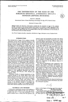 The Distribution of the Eggs of the Sorghum Shootfly, Atherigona