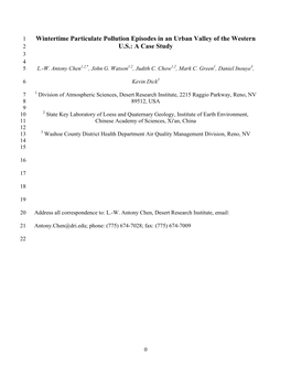 Wintertime Particulate Pollution Episodes in an Urban Valley of the Western U.S.: a Case Study