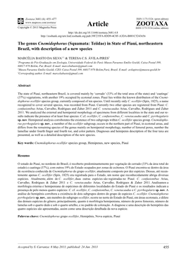 The Genus Cnemidophorus (Squamata: Teiidae) in State of Piauí, Northeastern Brazil, with Description of a New Species