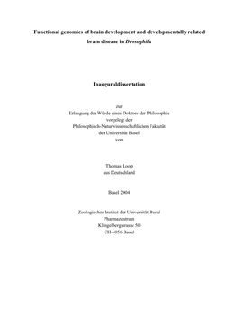 Functional Genomics of Brain Development and Developmentally Related Brain Disease in Drosophila