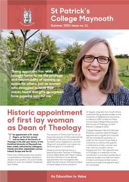 Historic Appointment of First Lay Woman As Dean of Theology