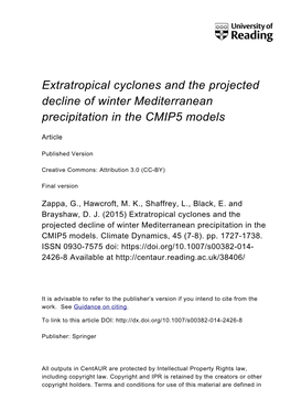 Extratropical Cyclones and the Projected Decline of Winter Mediterranean Precipitation in the CMIP5 Models
