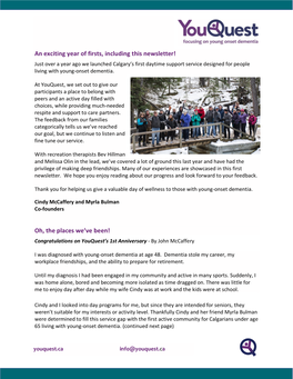 An Exciting Year of Firsts, Including This Newsletter!