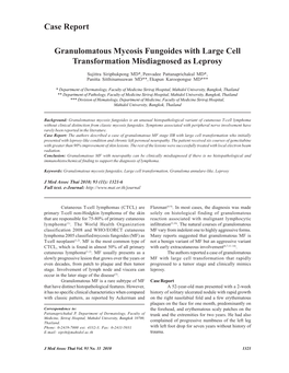 Granulomatous Mycosis Fungoides with Large Cell Transformation Misdiagnosed As Leprosy