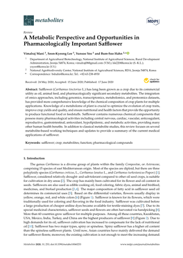 A Metabolic Perspective and Opportunities in Pharmacologically Important Safflower