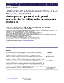 Challenges and Opportunities in Genetic Counseling for Hereditary Endocrine Neoplasia Syndromes