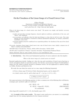 On the Closedness of the Linear Image of a Closed Convex Cone