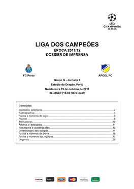 Liga Dos Campeões Época 2011/12 Dossier De Imprensa