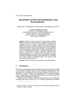 Specification of Data Schema Mappings Using Weaving Models