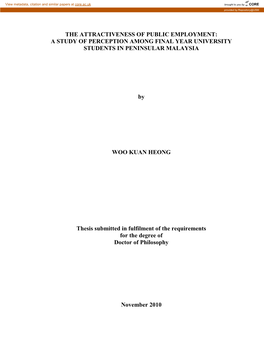 The Attractiveness of Public Employment: a Study of Perception Among Final Year University Students in Peninsular Malaysia