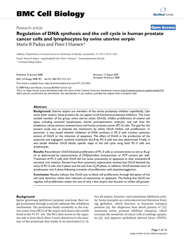Regulation of DNA Synthesis and the Cell Cycle in Human Prostate Cancer Cells and Lymphocytes by Ovine Uterine Serpin Maria B Padua and Peter J Hansen*