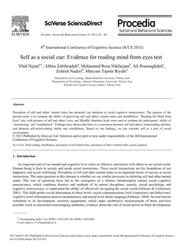 Self As a Social Cue: Evidence for Reading Mind from Eyes Test