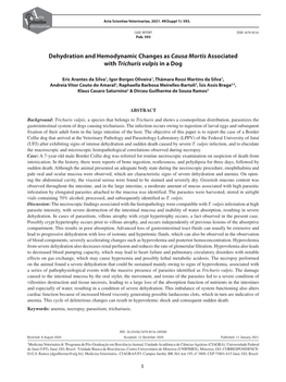 Dehydration and Hemodynamic Changes As Causa Mortis Associated with Trichuris Vulpis in a Dog