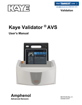 Kaye Validator AVS User's Manual