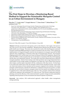 The First Steps to Develop a Monitoring-Based Method to Support the Sustainable Mosquito Control in an Urban Environment in Hungary