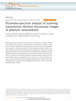 Picometre-Precision Analysis of Scanning Transmission Electron Microscopy Images of Platinum Nanocatalysts