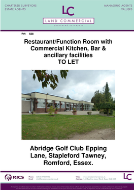 Abridge Golf Club Epping Lane, Stapleford Tawney, Romford, Essex