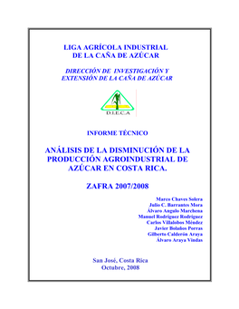 Análisis De La Disminución De La Producción Agroindustrial De Azúcar En Costa Rica