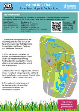 PADDLING TRAIL River Soar: Hope & Anchor Loop