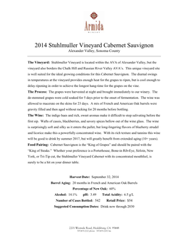 2014 Stuhlmuller Vineyard Cabernet Sauvignon Alexander Valley, Sonoma County