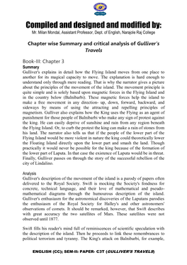 Chapter Wise Summary and Critical Analysis of Gulliver's Travels