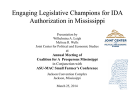 Engaging Legislative Champions for IDA Authorization in Mississippi