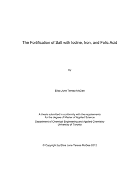 The Fortification of Salt with Iodine, Iron, and Folic Acid