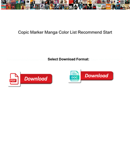 Copic Marker Manga Color List Recommend Start