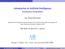 Introduction to Artificial Intelligence