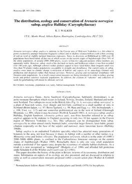 The Distribution, Ecology and Conservation of Arenaria Norvegica Subsp