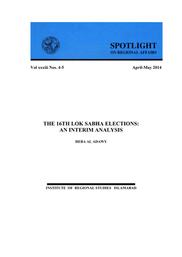The 16Th Lok Sabha Elections: an Interim Analysis