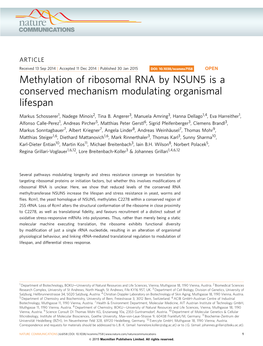 Methylation of Ribosomal RNA by NSUN5 Is a Conserved Mechanism Modulating Organismal Lifespan