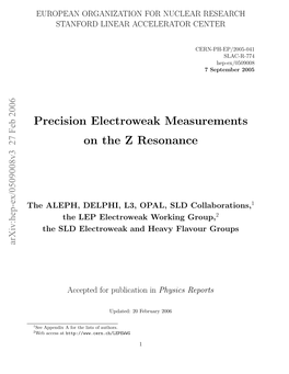 Precision Electroweak Measurements on the Z Resonance
