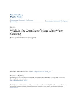 Wild Me. the Great State of Maine White Water Canoeing Maine Department of Economic Development