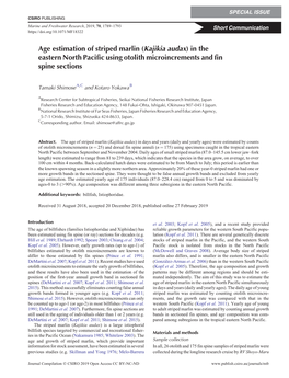 Age Estimation of Striped Marlin (Kajikia Audax) in the Eastern North Pacific Using Otolith Microincrements and Fin Spine Sections