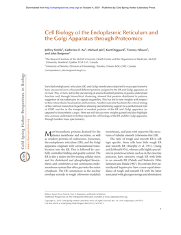 Cell Biology of the Endoplasmic Reticulum and the Golgi Apparatus Through Proteomics