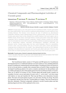 Chemical Compounds and Pharmacological Activities of Cucumis Genus