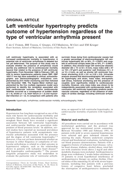 Left Ventricular Hypertrophy Predicts Outcome of Hypertension Regardless of the Type of Ventricular Arrhythmia Present