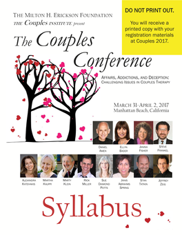 THE Couples INSTITUTE Present You Will Receive a Printed Copy with Your Registration Materials the Couples at Couples 2017