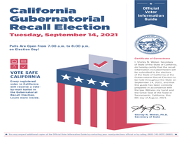 California Gubernatorial Recall Election