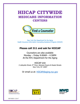 Hiicap Citywide Medicare Information Centers