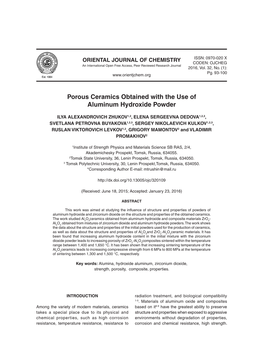 Porous Ceramics Obtained with the Use of Aluminum Hydroxide Powder