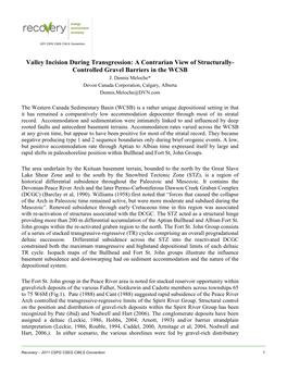 Valley Incision During Transgression: a Contrarian View of Structurally- Controlled Gravel Barriers in the WCSB J