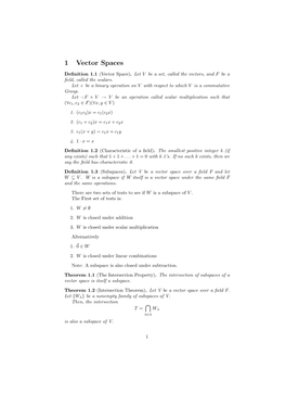 1 Vector Spaces